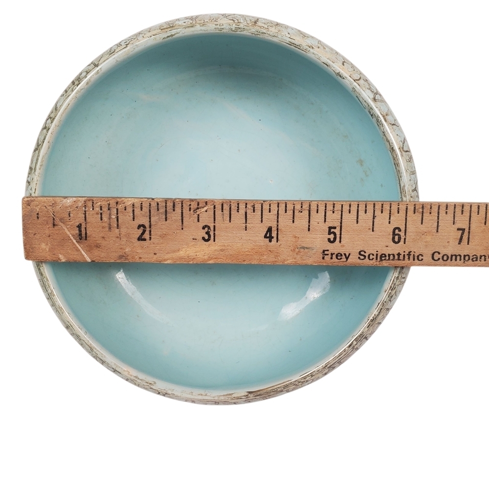 Vintage Mid-Century Modern Delft Holland Pedestal Bowl - Hand-Painted Turquoise - Picture 8 of 9